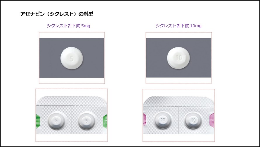 アセナピン（シクレスト）の剤型