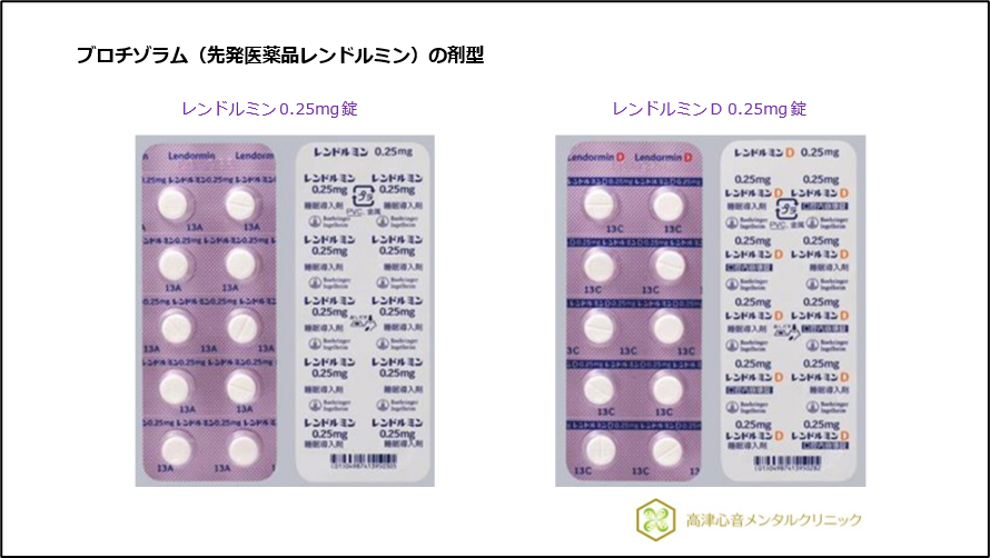 ブロチゾラム（先発医薬品レンドルミン）の剤型