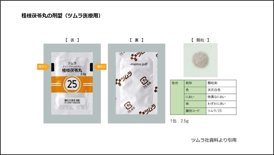 桂枝茯苓丸の剤型（ツムラ医療用）