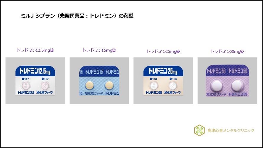 ミルナシプラン（先発医薬品：トレドミン）の剤型