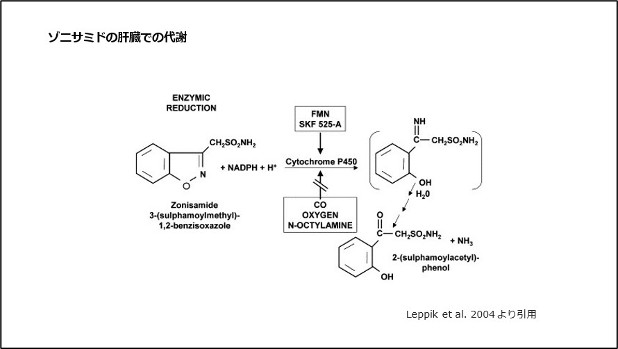 ゾニサミドの肝臓での代謝