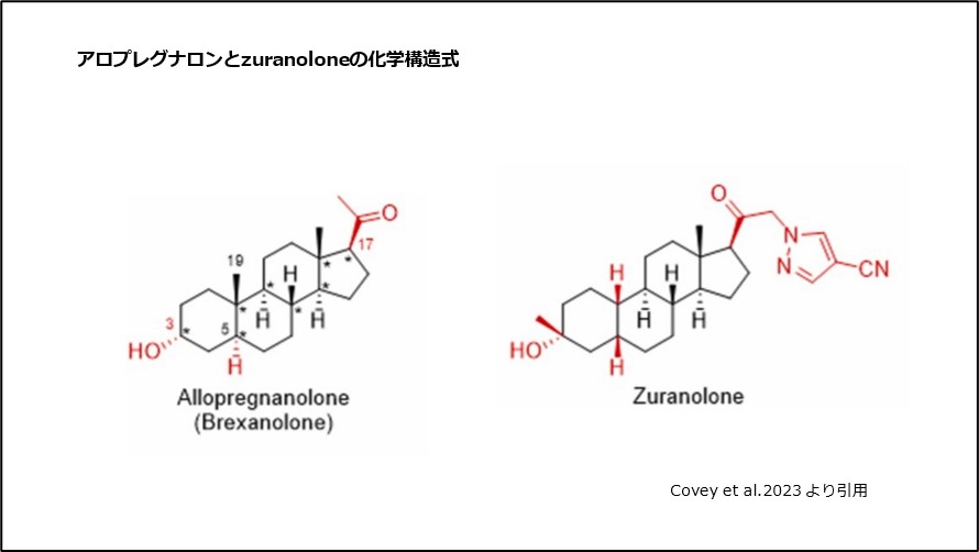 アロプレグナロンとズラノロンの化学構造式