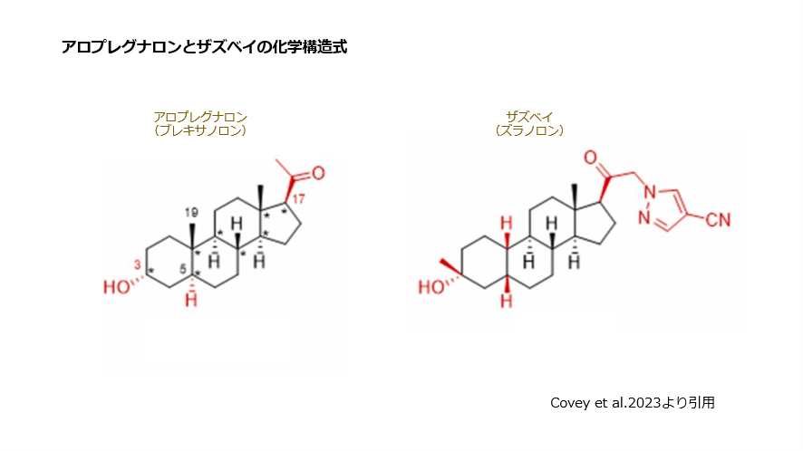 アロプレグナロンとザズベイの化学構造式