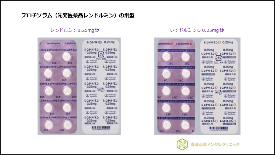 ブロチゾラム(先発医薬品レンドルミン)の剤型