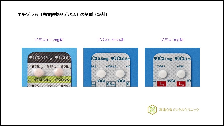 エチゾラム(先発医薬品デパス)の剤型(錠剤)
