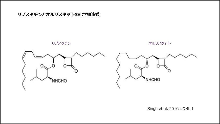 リプスタチンとオルリスタットの化学構造式