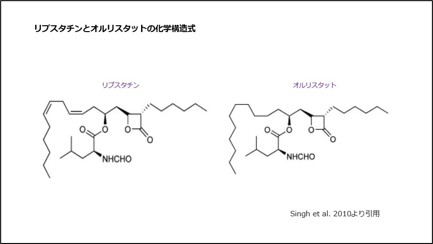 リプスタチンとオルリスタットの化学構造式