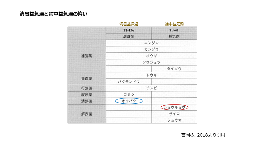 清暑益気湯と補中益気湯の違い