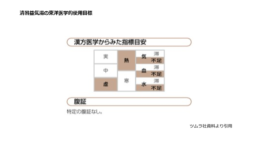 清暑益気湯の東洋医学的使用目標