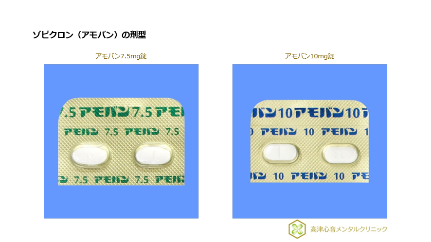 ゾピクロン(アモバン)の剤型